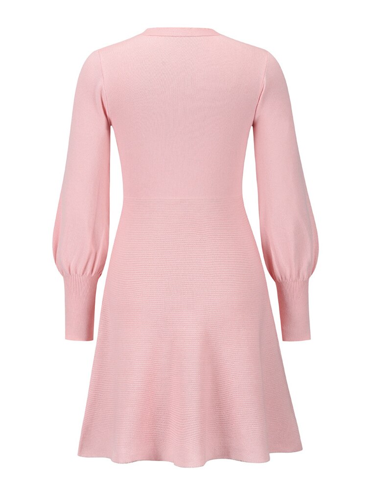 Elegant Knitted Sweater Dress | O-Neck, Long Sleeves, A-Line