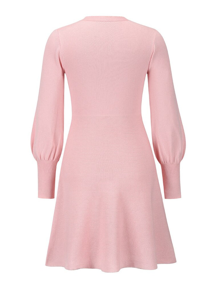 Elegant Knitted Sweater Dress | O-Neck, Long Sleeves, A-Line