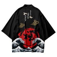 Japanese Wave Carp Print Coat Traditional