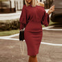 Elegantes langes Laternenärmel Bleistiftkleid | Bodycon knielange Bürobekleidung