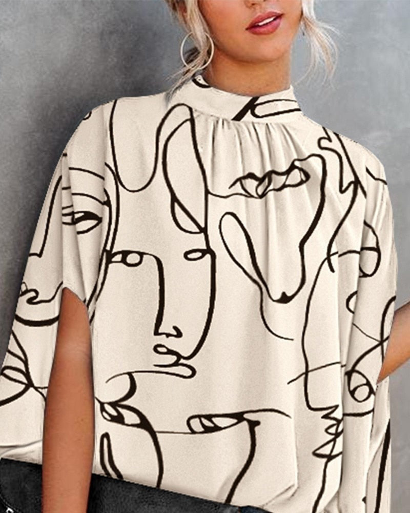 Elegante Loszittende Blouse met Vleermuismouwen voor de Zomer | Casual Mode Streetwear Top