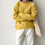WYWM Kaschmir Eleganter Damenpullover Oversized Gestrickte Basic Pullover Rundhals Locker Weiche Damen Strickware Pullover
