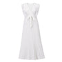 Elegantes Ärmelloses V-Ausschnitt Sommerkleid | Falten Chiffon Maxi mit Gürtel