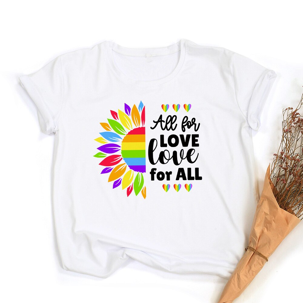 Peace Love Equality Regenboog Grafische T-Shirt | LGBT Trots Retro Zomertop