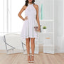 Elegantes sommerliches Neckholderkleid | Hohe Taille Ärmelloses Chiffon-Midi | Geschichtetes Party Slim Fit
