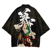 Japanese Wave Carp Print Coat Traditional