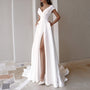 Elegantes V-Ausschnitt Kleid mit Seitenschlitz | Hohe Taille formelles Kleid