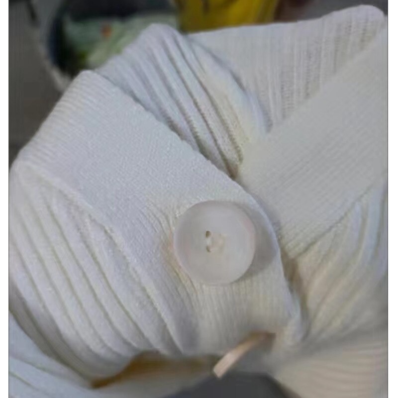 Elegante V-hals Knoopsluiting Slanke Gebreide Jurk | Herfst Winter Mode