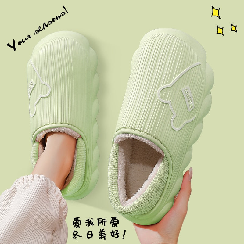 Cartoon Cotton Slippers Thick Flat Sole