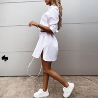 Katoenen Oversized Lange Mouwen Overhemdjurk | Casual Mode