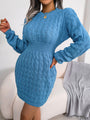 Warmer gestrickter sexy Pullover mit Rundhalsausschnitt | Laternenärmel, hohe Taille, Wintermode