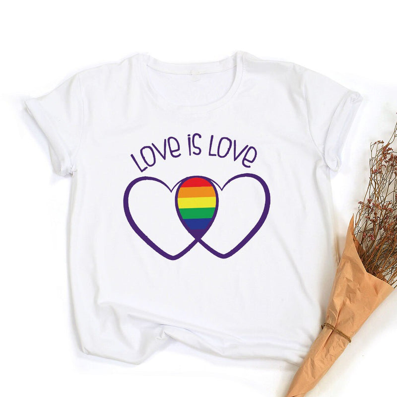 Peace Love Equality Regenboog Grafische T-Shirt | LGBT Trots Retro Zomertop
