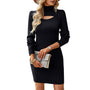 Elegantes Geripptes Strick-Minikleid | Winter Hollow Out Slim Fit