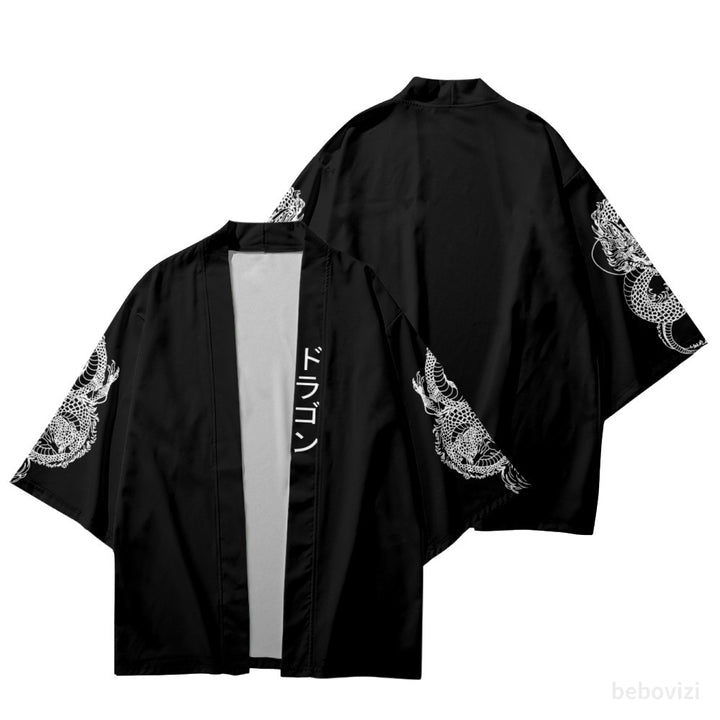 Japanese Wave Carp Print Coat Traditional