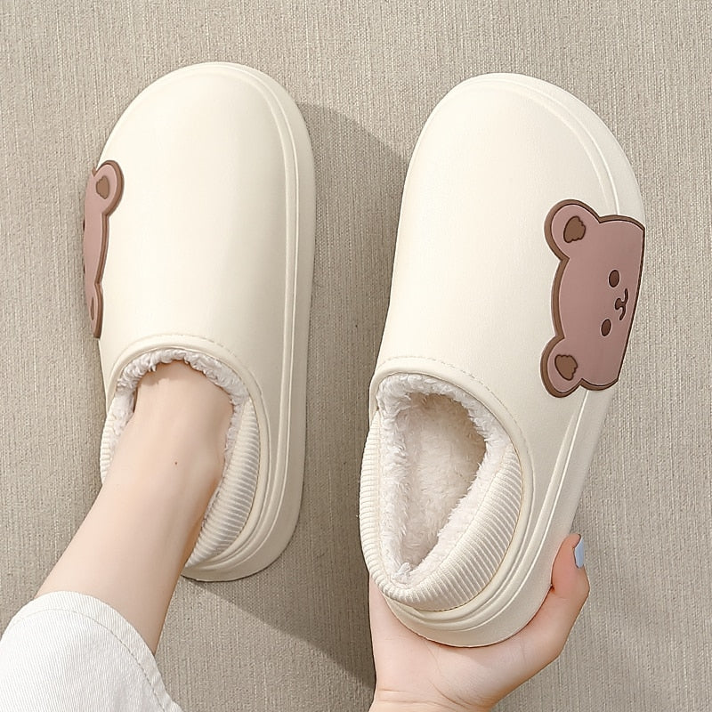 Cartoon Cotton Slippers Thick Flat Sole