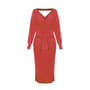 Elegantes gestricktes V-Ausschnitt Kleid | Slim Fit Wollmode