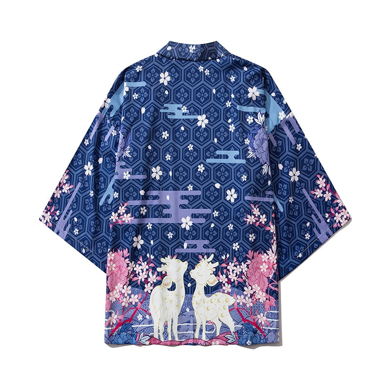 Japanese Wave Carp Print Coat Traditional