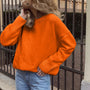 WYWM Kaschmir Eleganter Damenpullover Oversized Gestrickte Basic Pullover Rundhals Locker Weiche Damen Strickware Pullover
