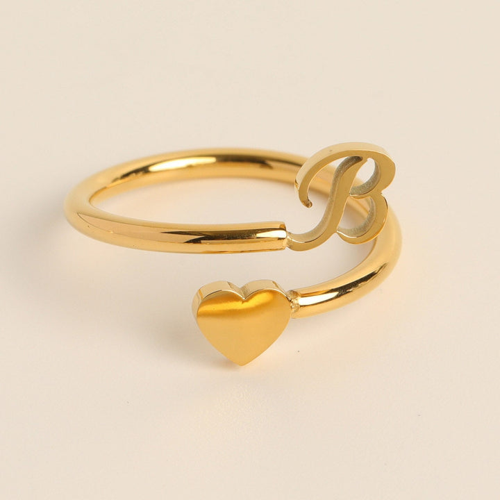 Initial Heart Ring | Letter Ring