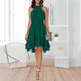 Elegantes sommerliches Neckholderkleid | Hohe Taille Ärmelloses Chiffon-Midi | Geschichtetes Party Slim Fit