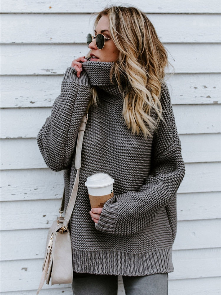 RosaShirt I Oversized Rollkragenpullover für Damen