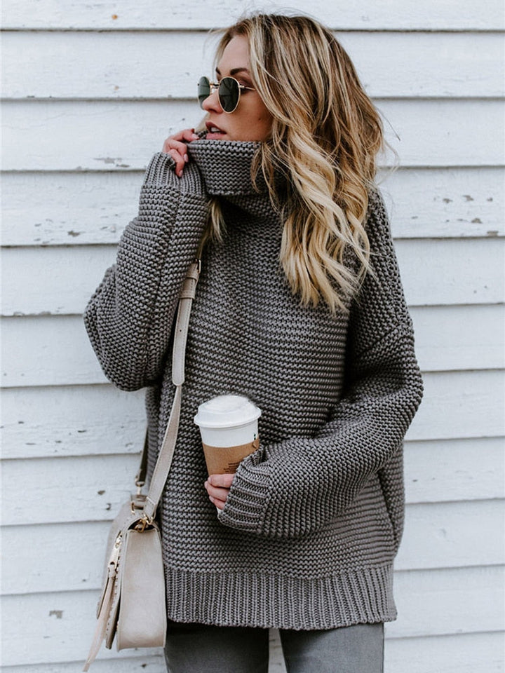 RosaShirt I Oversized Rollkragenpullover für Damen
