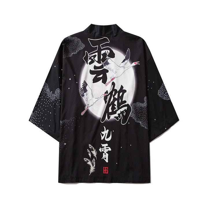 Japanese Wave Carp Print Coat Traditional