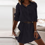 Baumwoll-Oversized-Hemdblusenkleid mit langen Ärmeln | Lässige Mode