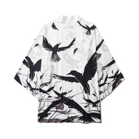 Japanese Wave Carp Print Coat Traditional