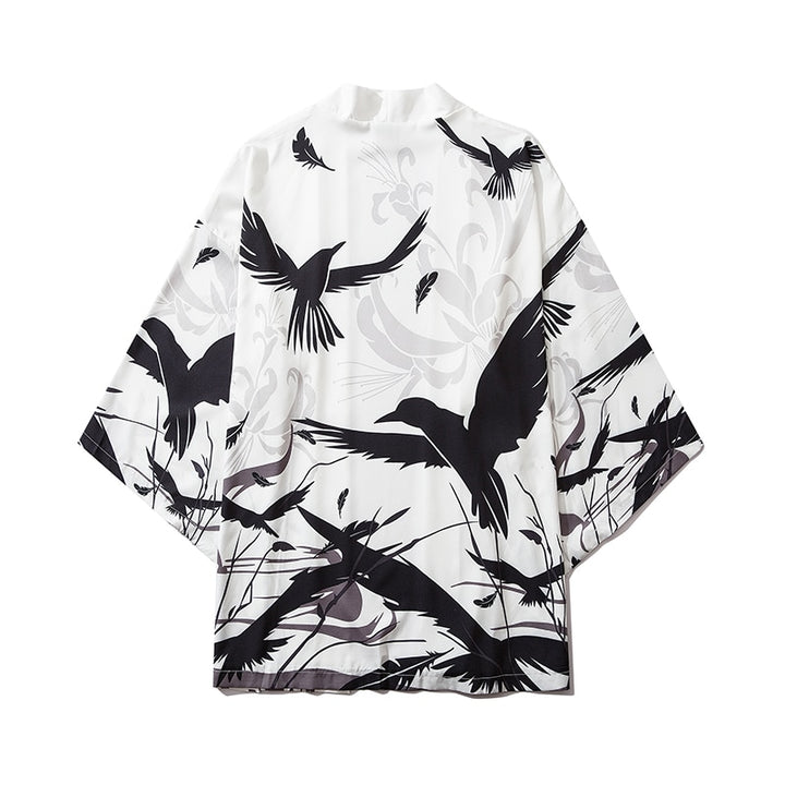 Japanese Wave Carp Print Coat Traditional