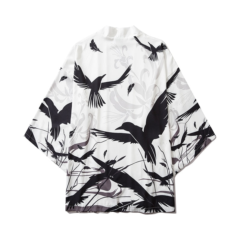 Japanese Wave Carp Print Coat Traditional