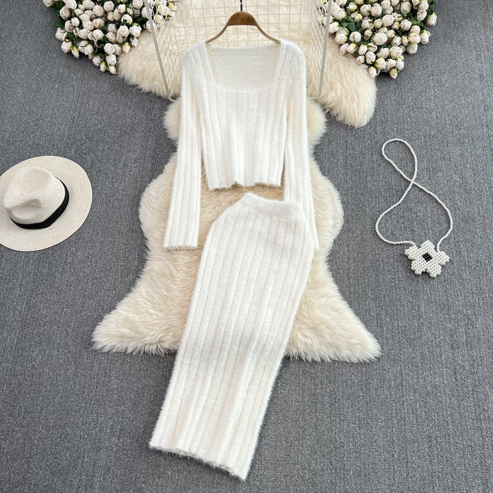 Stylish Knitted Two-Piece Set | Soft Sweater & Bodycon Skirt