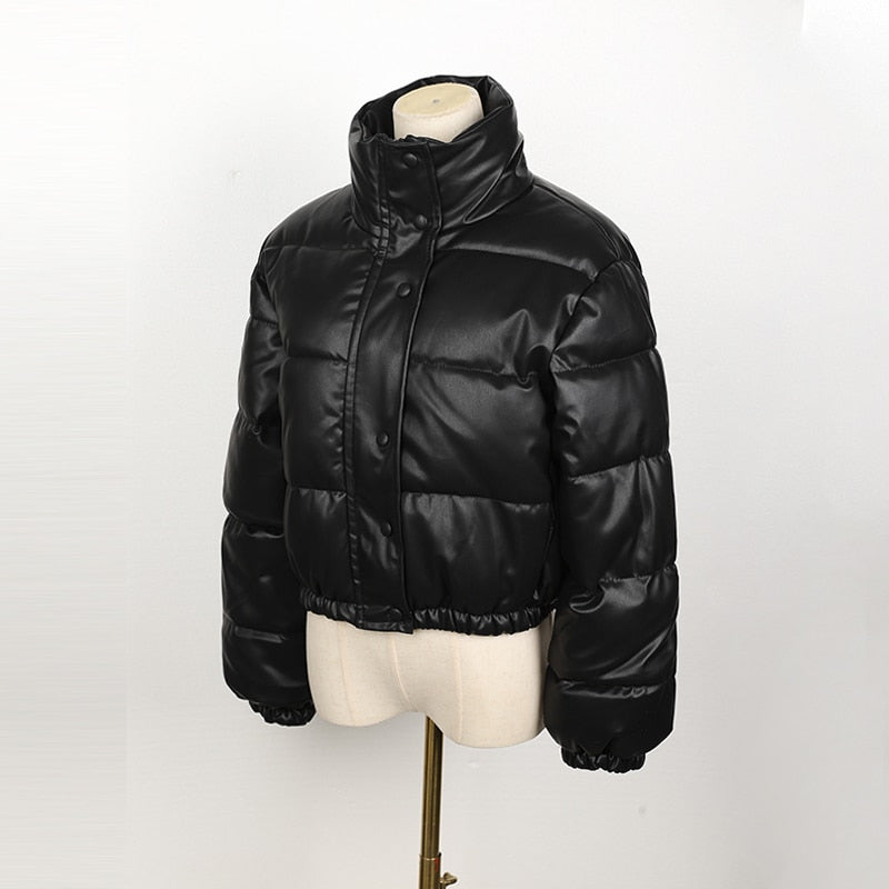 CoolJacket I Leather Puffer Jacket For Women