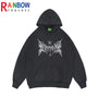 Gothic Schwarzer Print Hoodie | Damen Streetwear Top