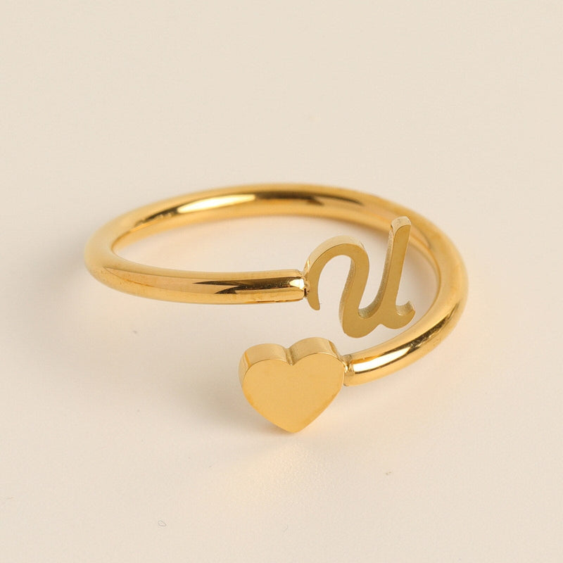 Initial Heart Ring | Letter Ring