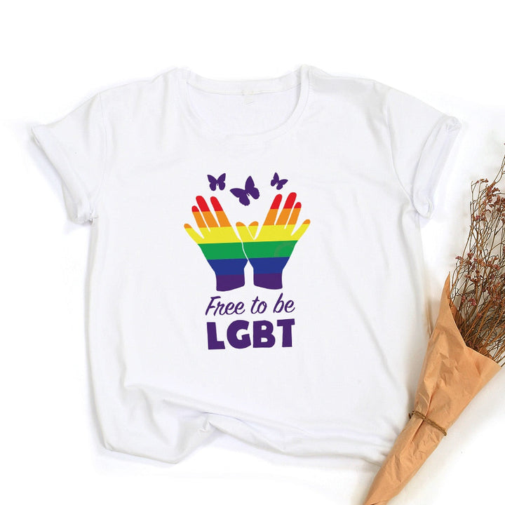 Peace Love Equality Regenboog Grafische T-Shirt | LGBT Trots Retro Zomertop