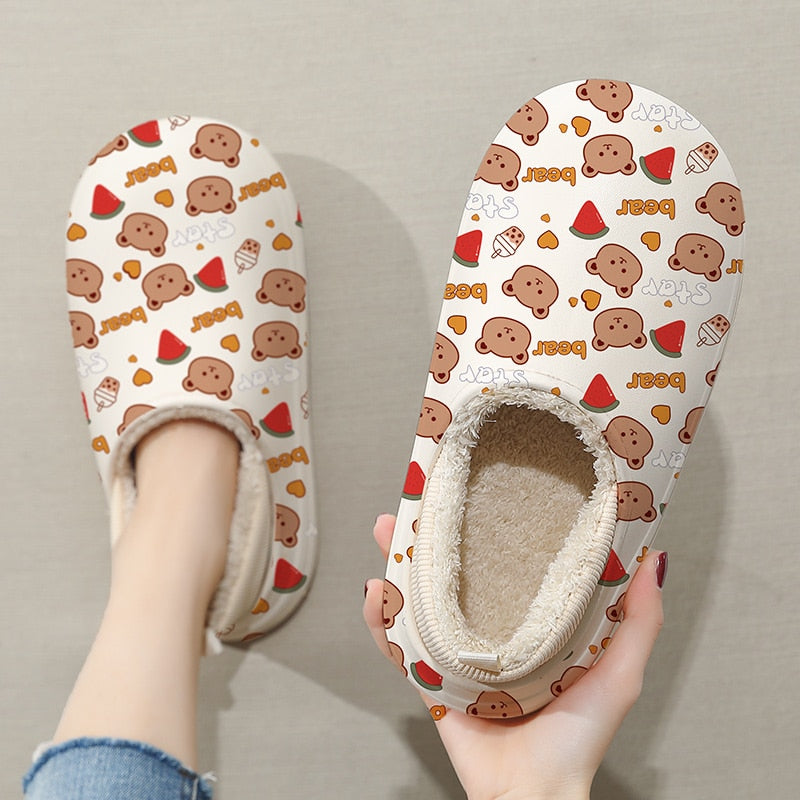 Cartoon Cotton Slippers Thick Flat Sole