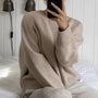WYWM Kaschmir Eleganter Damenpullover Oversized Gestrickte Basic Pullover Rundhals Locker Weiche Damen Strickware Pullover