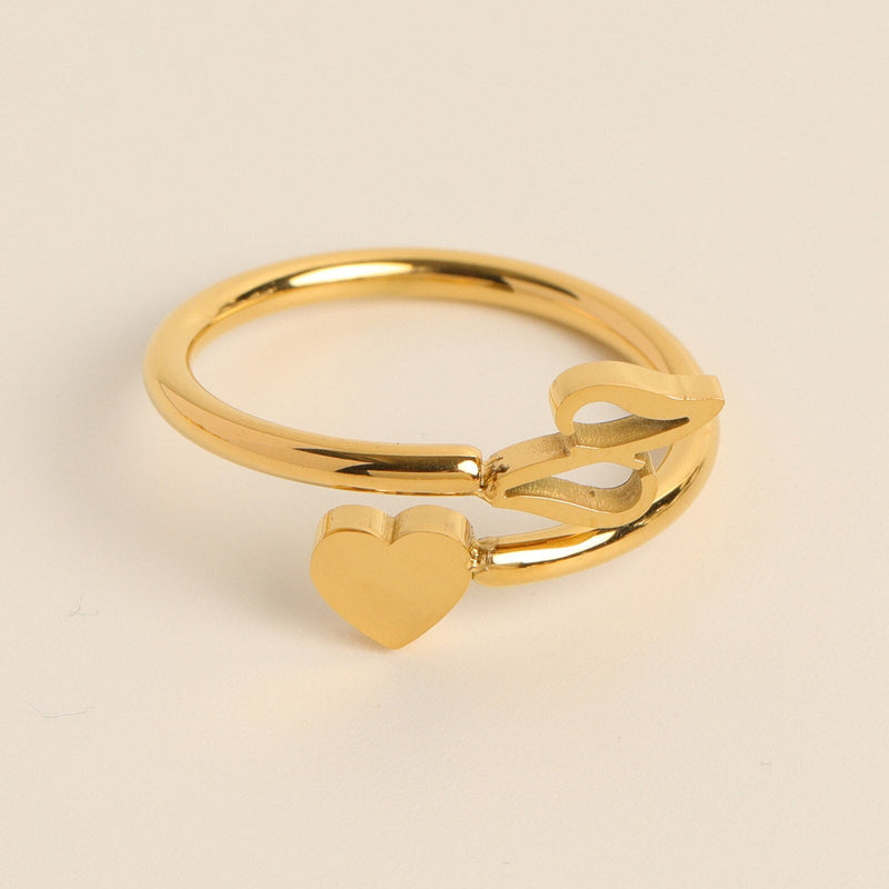 Initial Heart Ring | Letter Ring