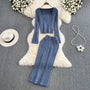 Stilvolles gestricktes zweiteiliges Set | Weicher Pullover &amp; Bodycon-Rock