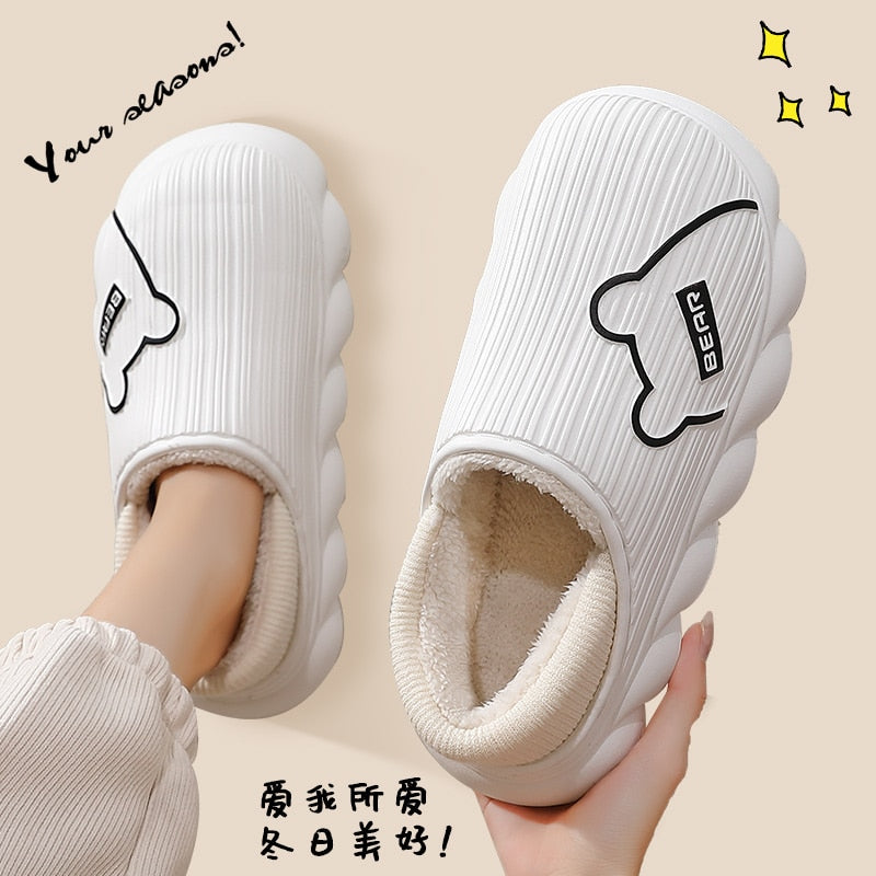 Cartoon Cotton Slippers Thick Flat Sole
