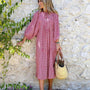 Cazual™: Boho V-Ausschnitt Kleid mit Puffärmeln
