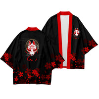 Japanese Wave Carp Print Coat Traditional
