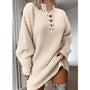 V-Ausschnitt Herbst Langarm Gestrickter Pullover Kleid | Sexy Schnürung