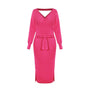 Elegantes gestricktes V-Ausschnitt Kleid | Slim Fit Wollmode