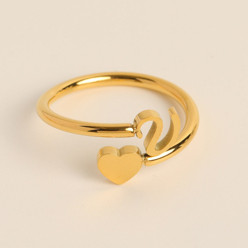 Initial Heart Ring | Letter Ring