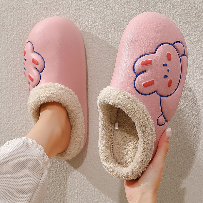 Cartoon Cotton Slippers Thick Flat Sole