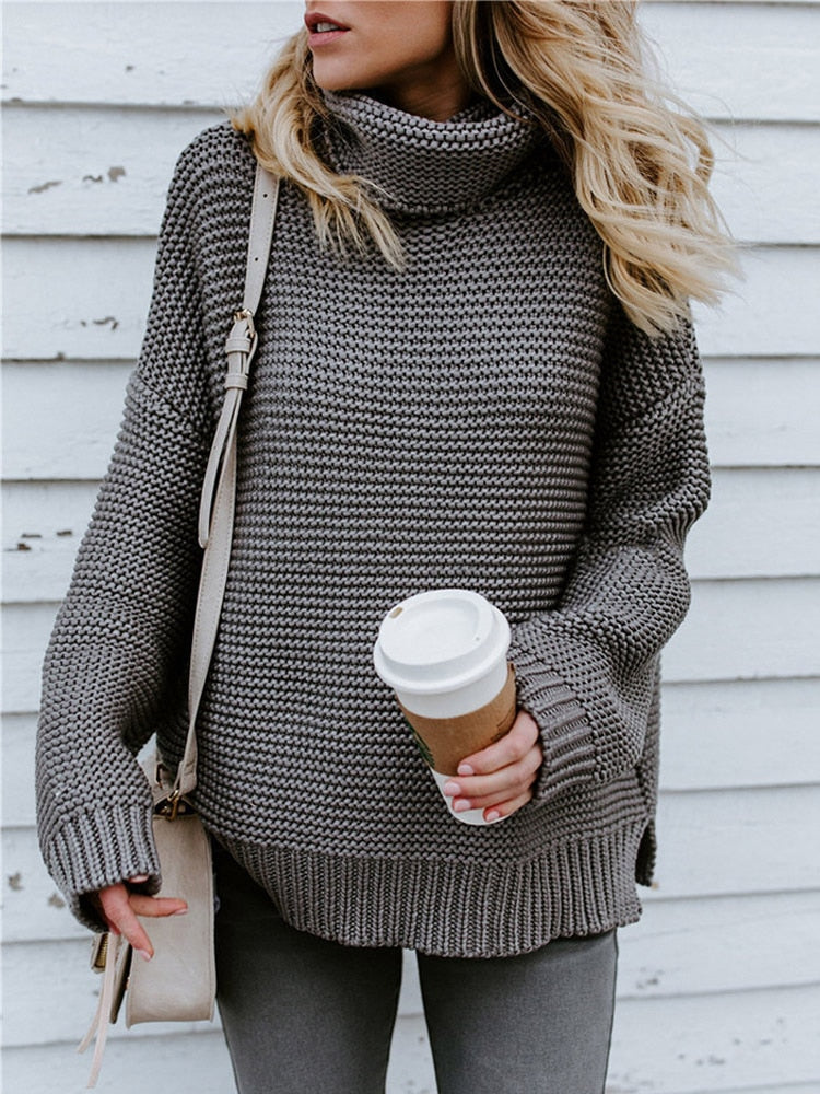 RosaShirt I Oversized Rollkragenpullover für Damen