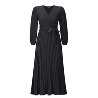 Lente Zomer V-Hals Geplooide Maxi Jurk | Modieus Groot Zoom Ontwerp