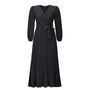 Frühling Sommer V-Ausschnitt Falten Maxi-Kleid | Modisches Großes Saum-Design